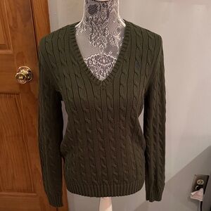 Polo Ralph Lauren Olive V-Neck Sweater